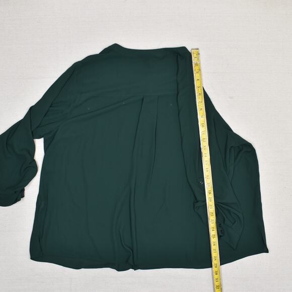 Lane Bryant Women's Blouse Long Sleeve Crew Neck Polyester Green Plus Size 26/28 - Picture 6 of 8
